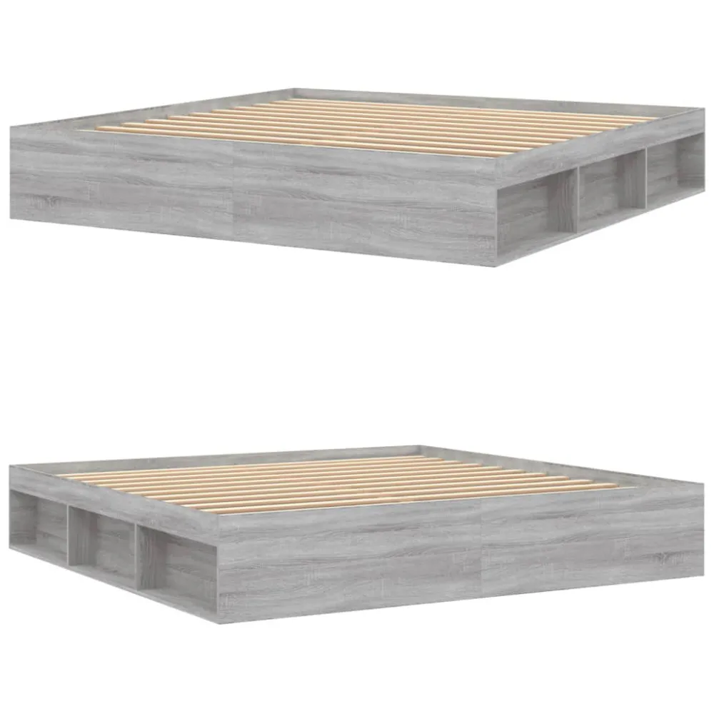 Estrutura de cama 200x200 cm cinzento sonoma