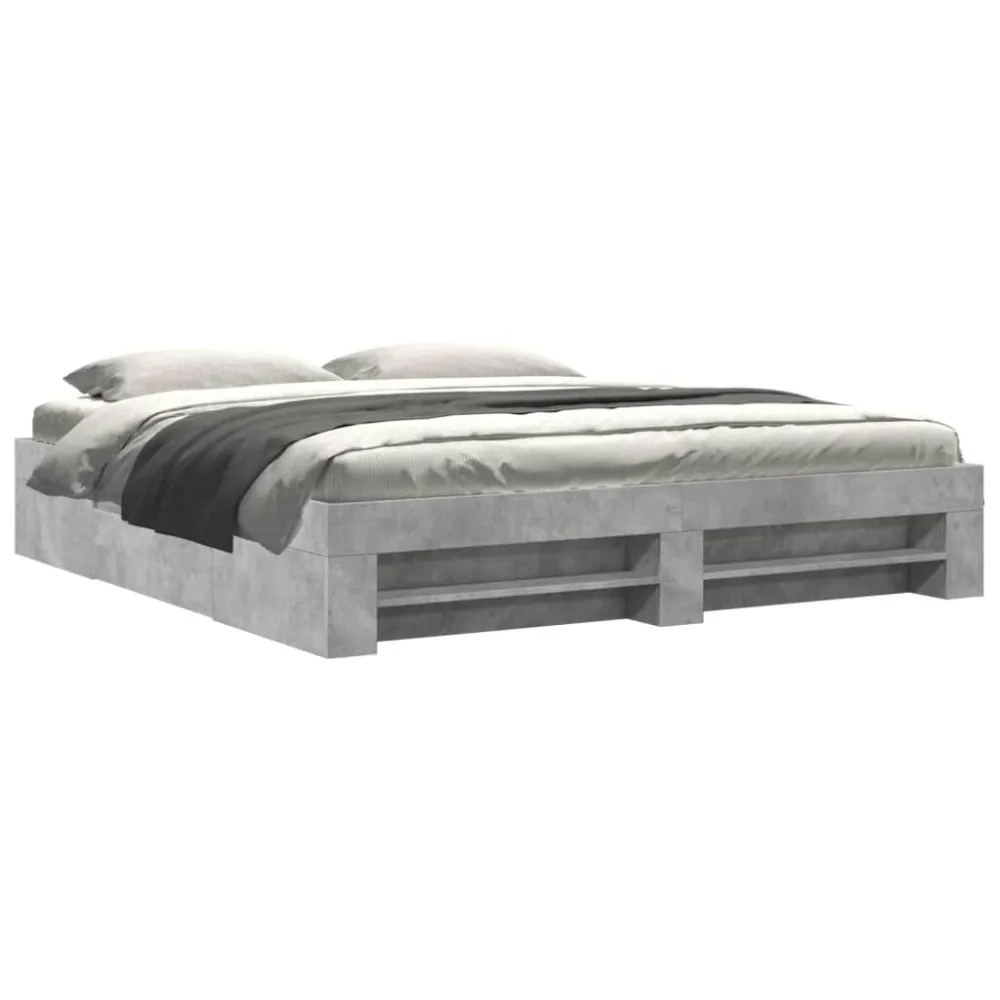 Estrutura de cama 200x200 cm derivados de madeira cinza cimento