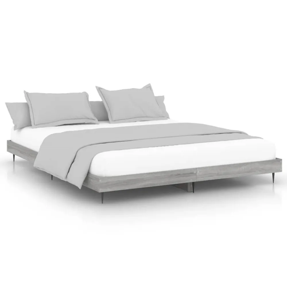 Estrutura de cama 200x200 cm derivados madeira cinzento sonoma