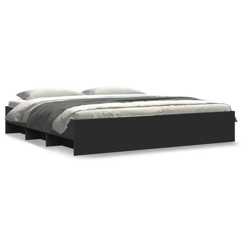 Estrutura de cama 200x200 cm derivados de madeira preto