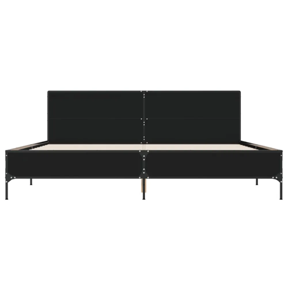 Estrutura de cama 200x200 cm derivados de madeira/metal preto