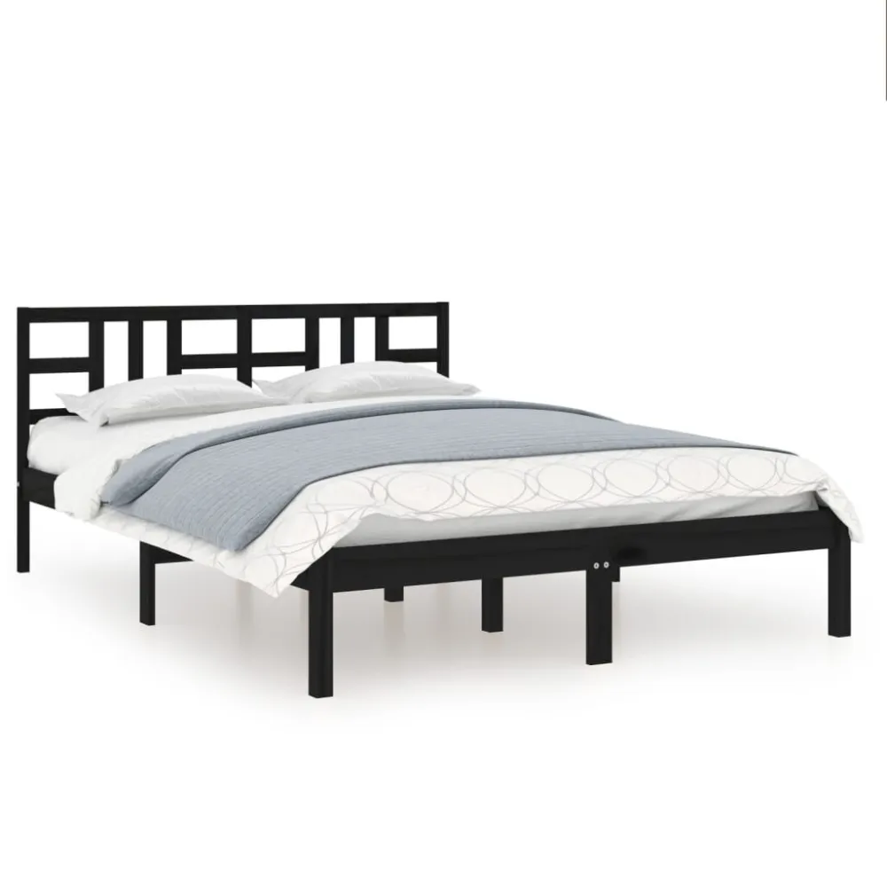 Estrutura de cama 200x200 cm madeira maciç preto