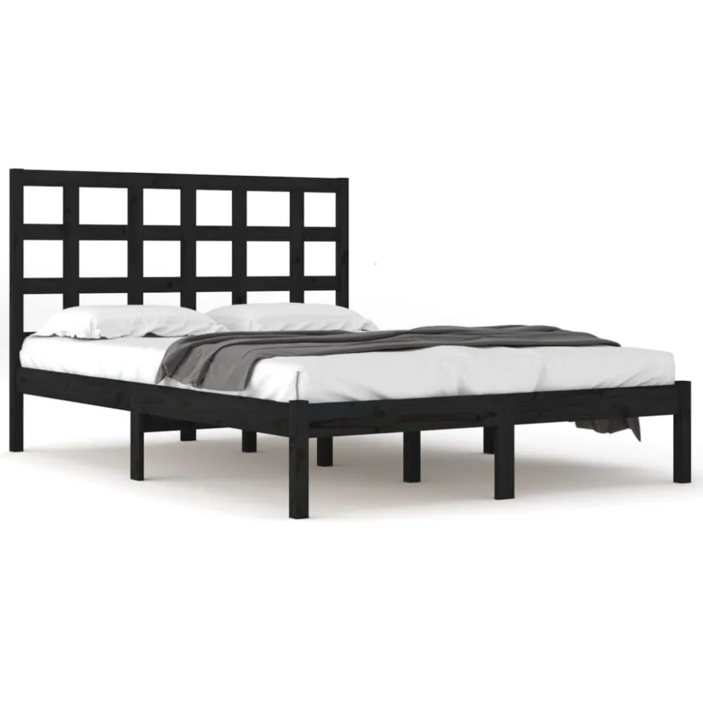 Estrutura de cama 200x200 cm madeira maciç preto