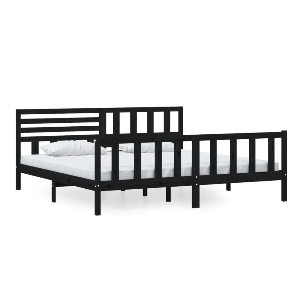 Estrutura de cama 200x200 cm madeira maciç preto