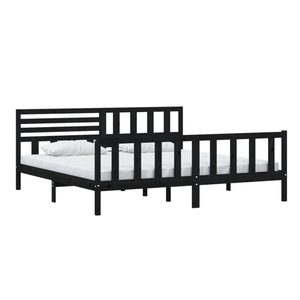 Estrutura de cama 200x200 cm madeira maciç preto