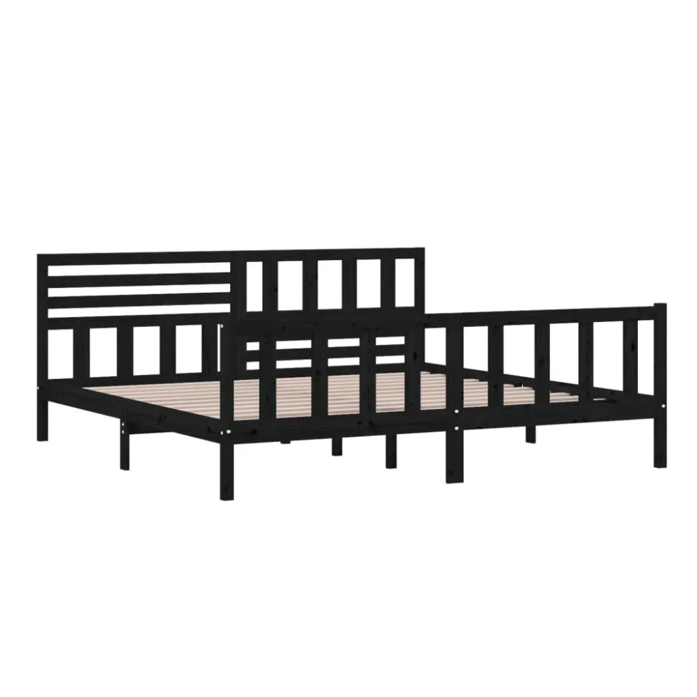 Estrutura de cama 200x200 cm madeira maciç preto