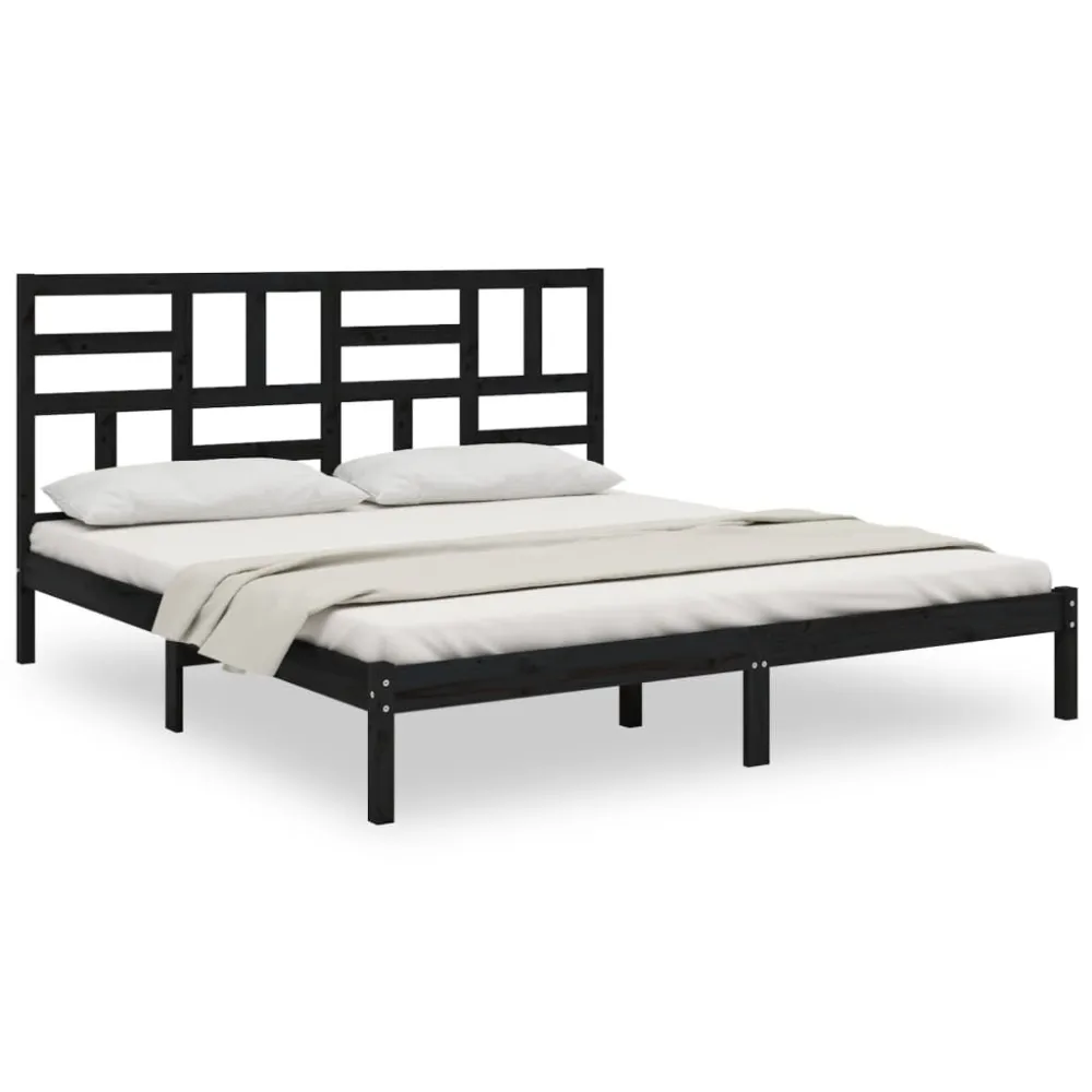 Estrutura de cama 200x200 cm madeira maciç preto
