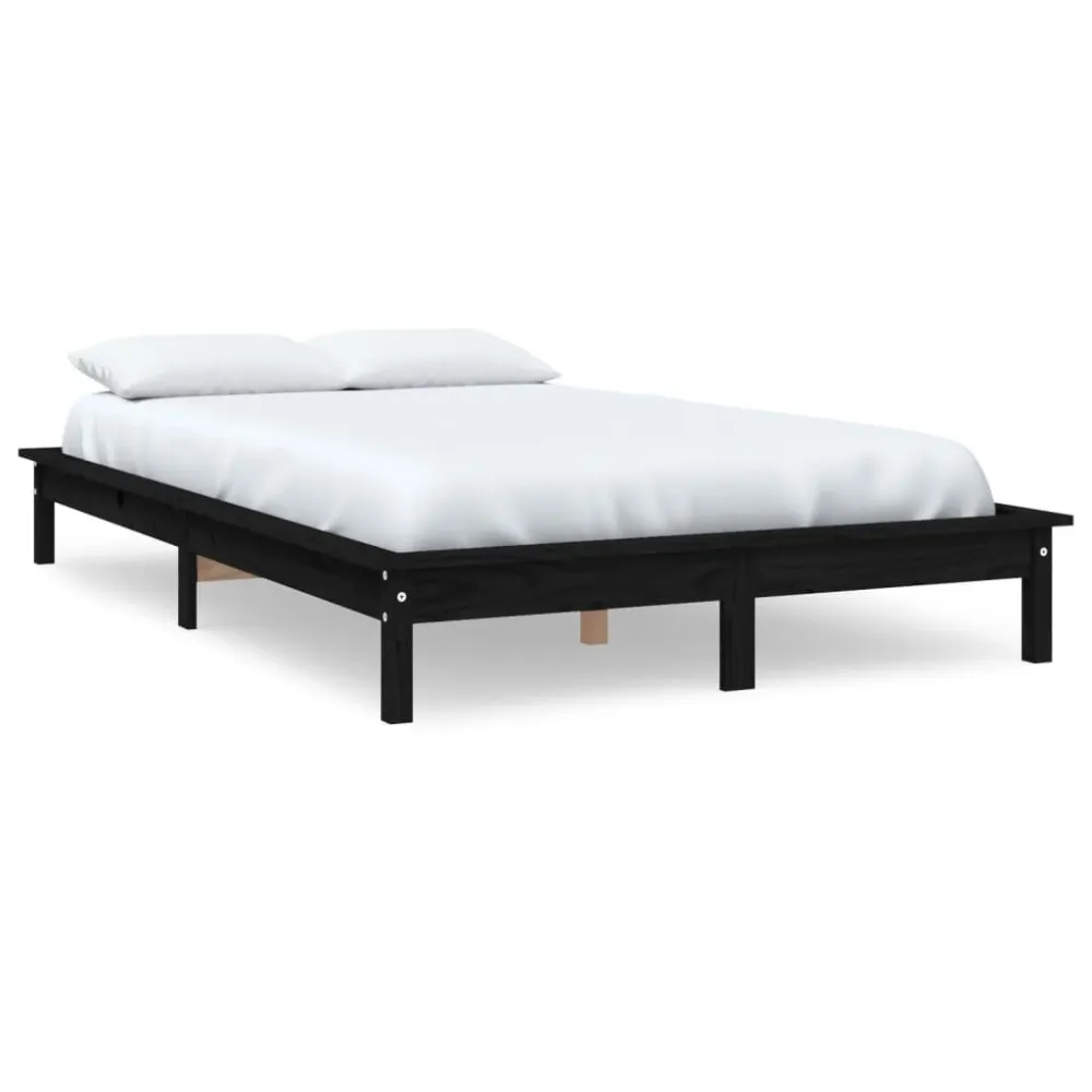 Estrutura de cama 200x200 cm madeira de pinho maciç preto