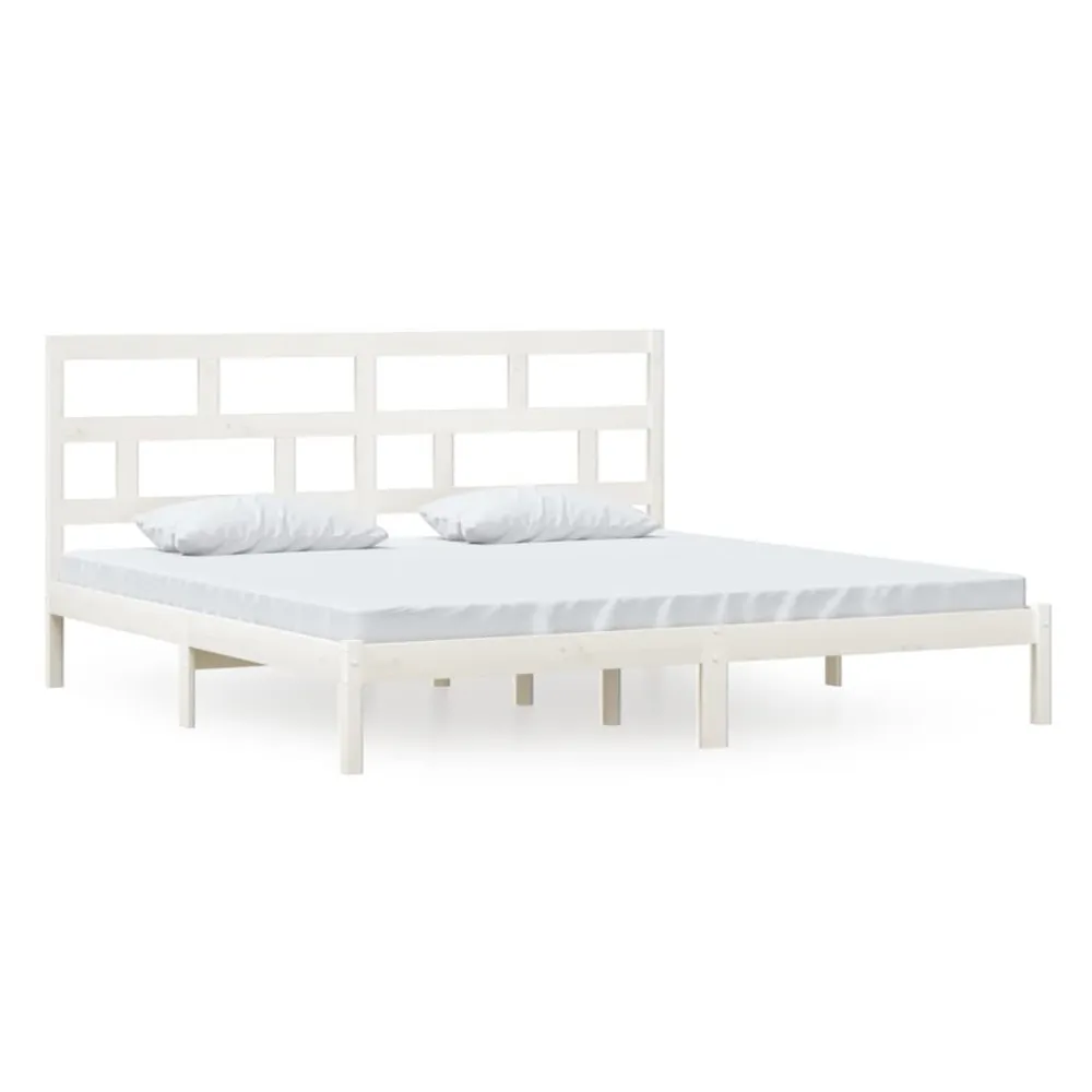 Estrutura de cama 200x200 cm madeira de pinho maciç branco