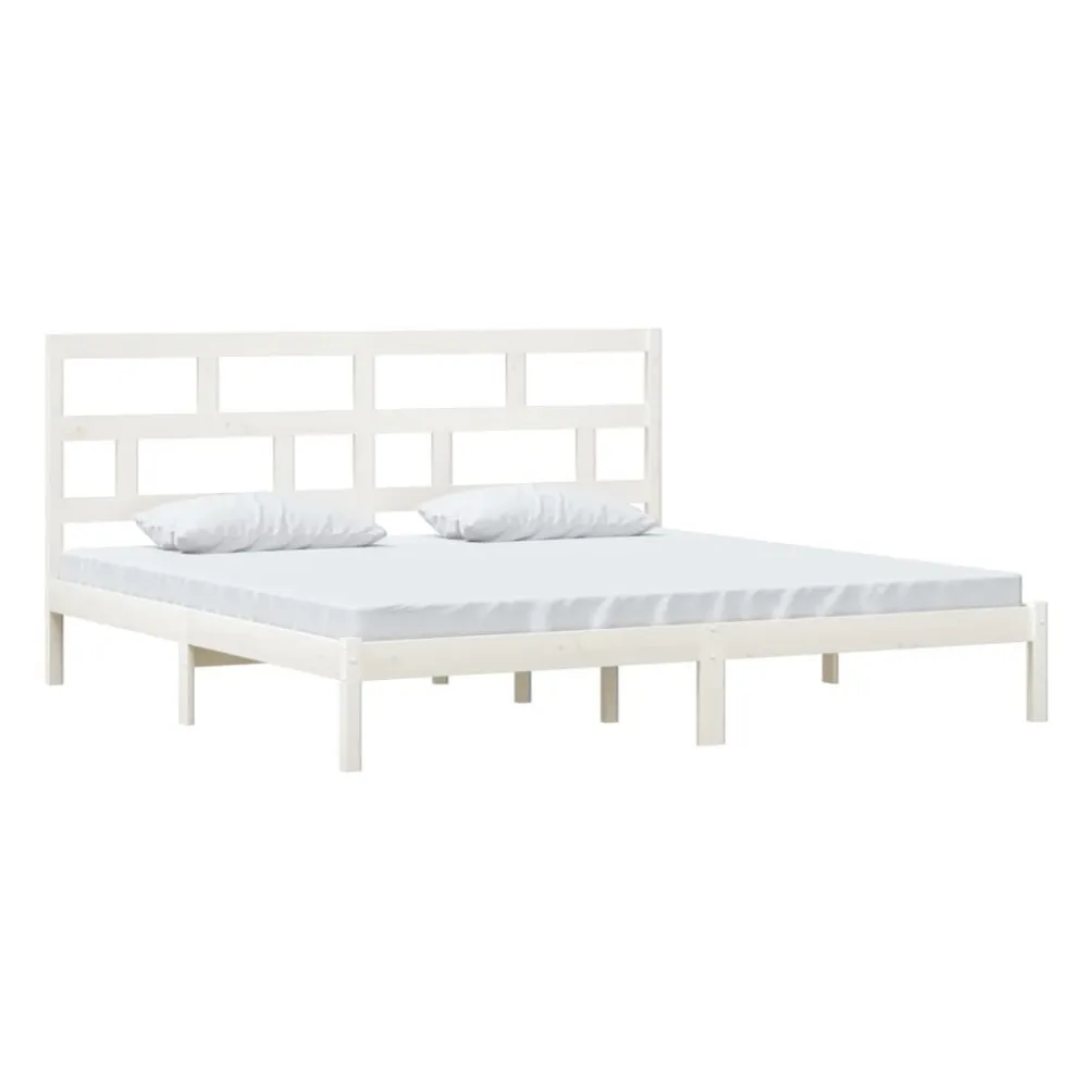Estrutura de cama 200x200 cm madeira de pinho maciç branco