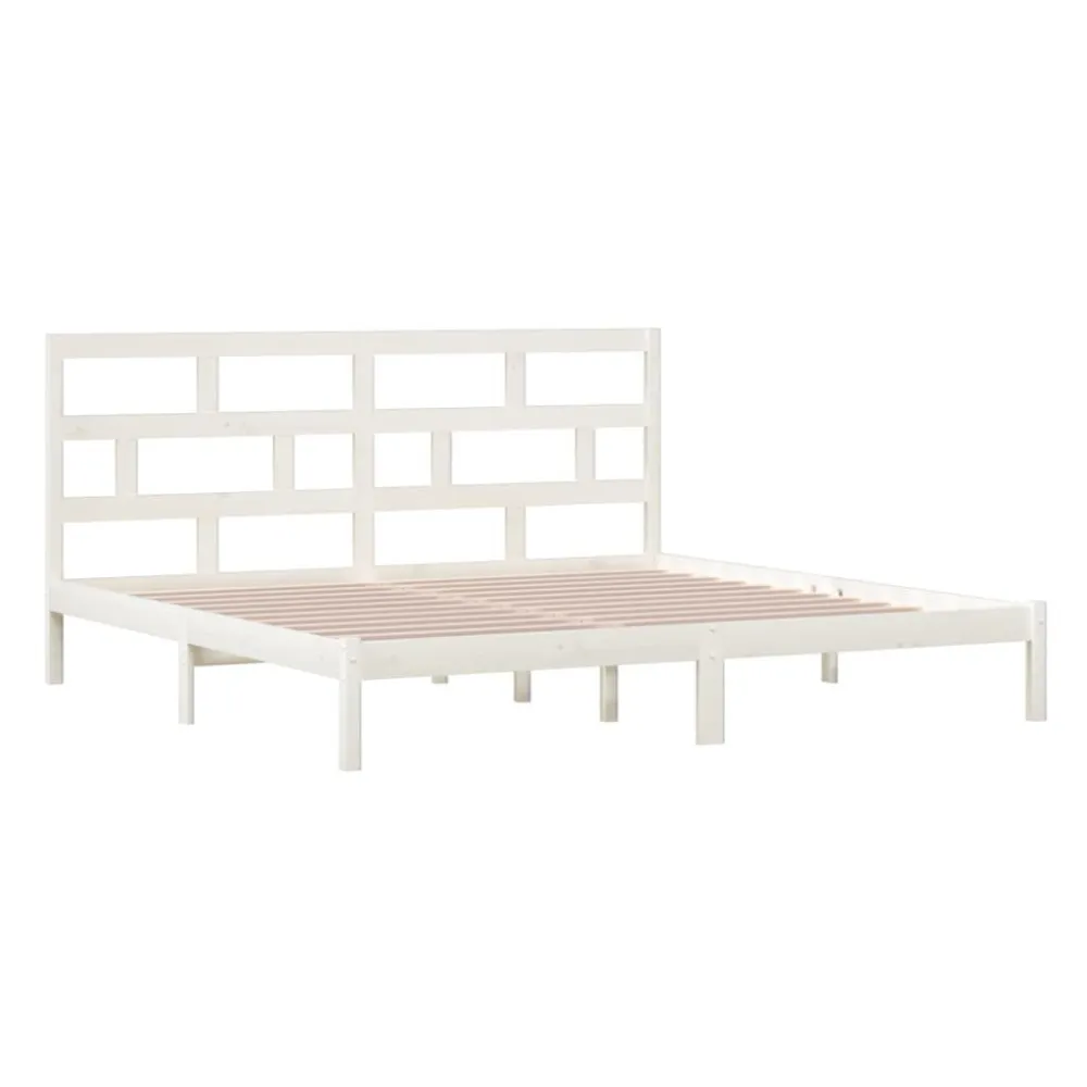 Estrutura de cama 200x200 cm madeira de pinho maciç branco
