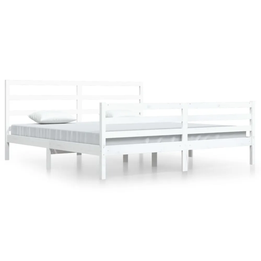 Estrutura de cama 200x200 cm madeira de pinho maciç branco