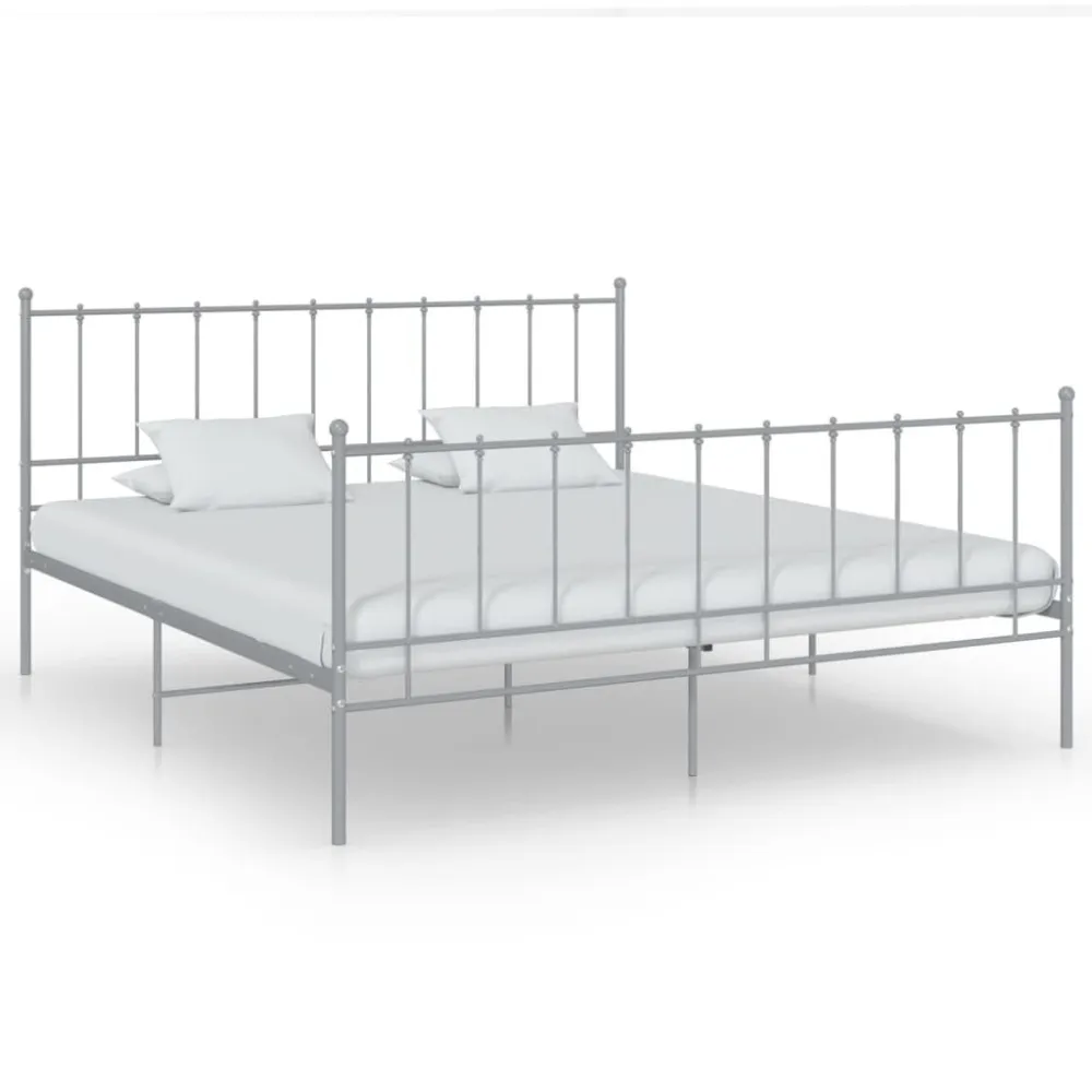 Estrutura de cama 200x200 cm metálico cinzento