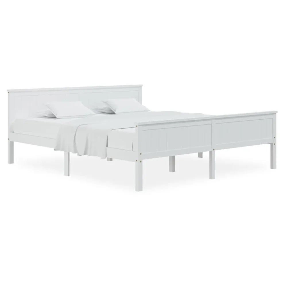 Estrutura de cama 200x200 cm pinho maciço branco