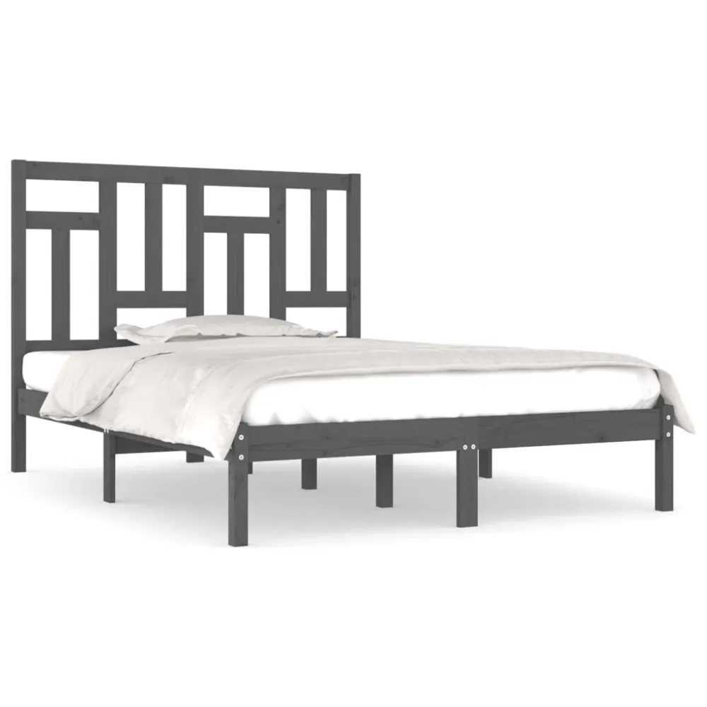 Estrutura de cama 200x200 cm pinho maciço cinzento