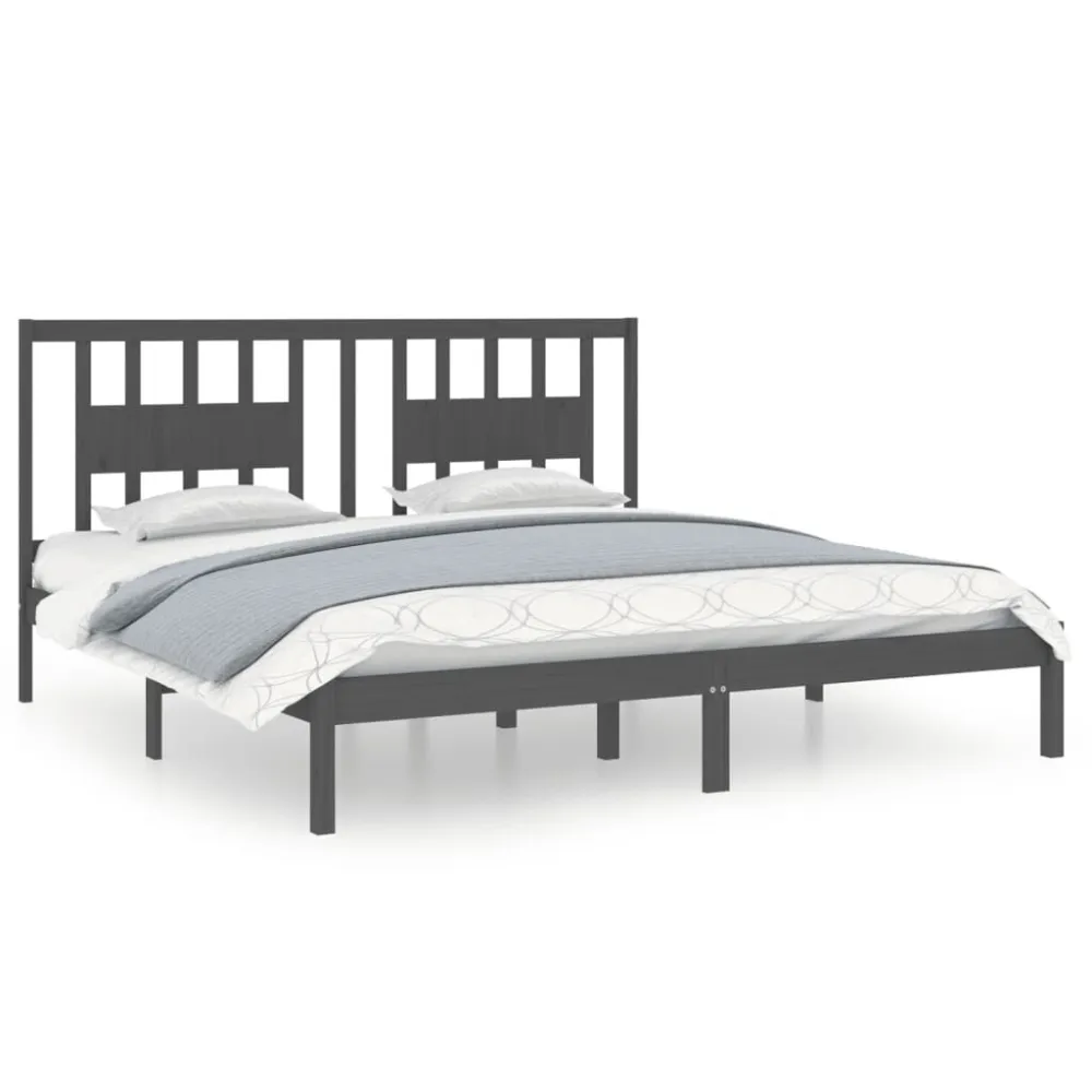 Estrutura de cama 200x200 cm pinho maciço cinzento