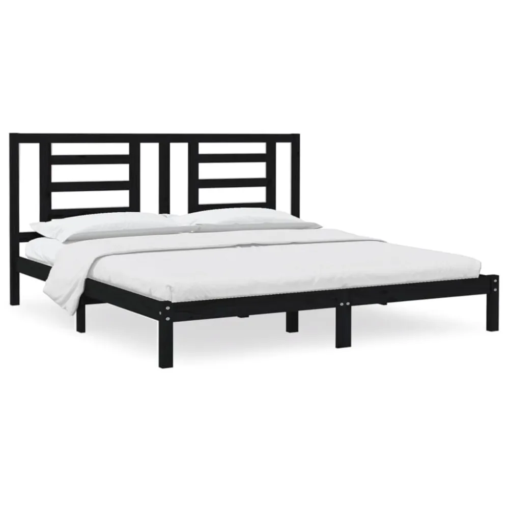 Estrutura de cama 200x200 cm pinho maciço preto