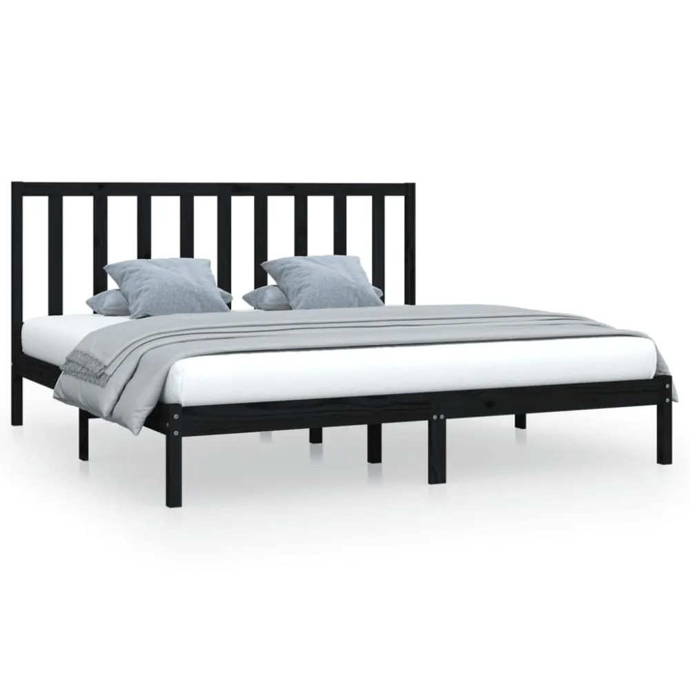 Estrutura de cama 200x200 cm pinho maciço preto