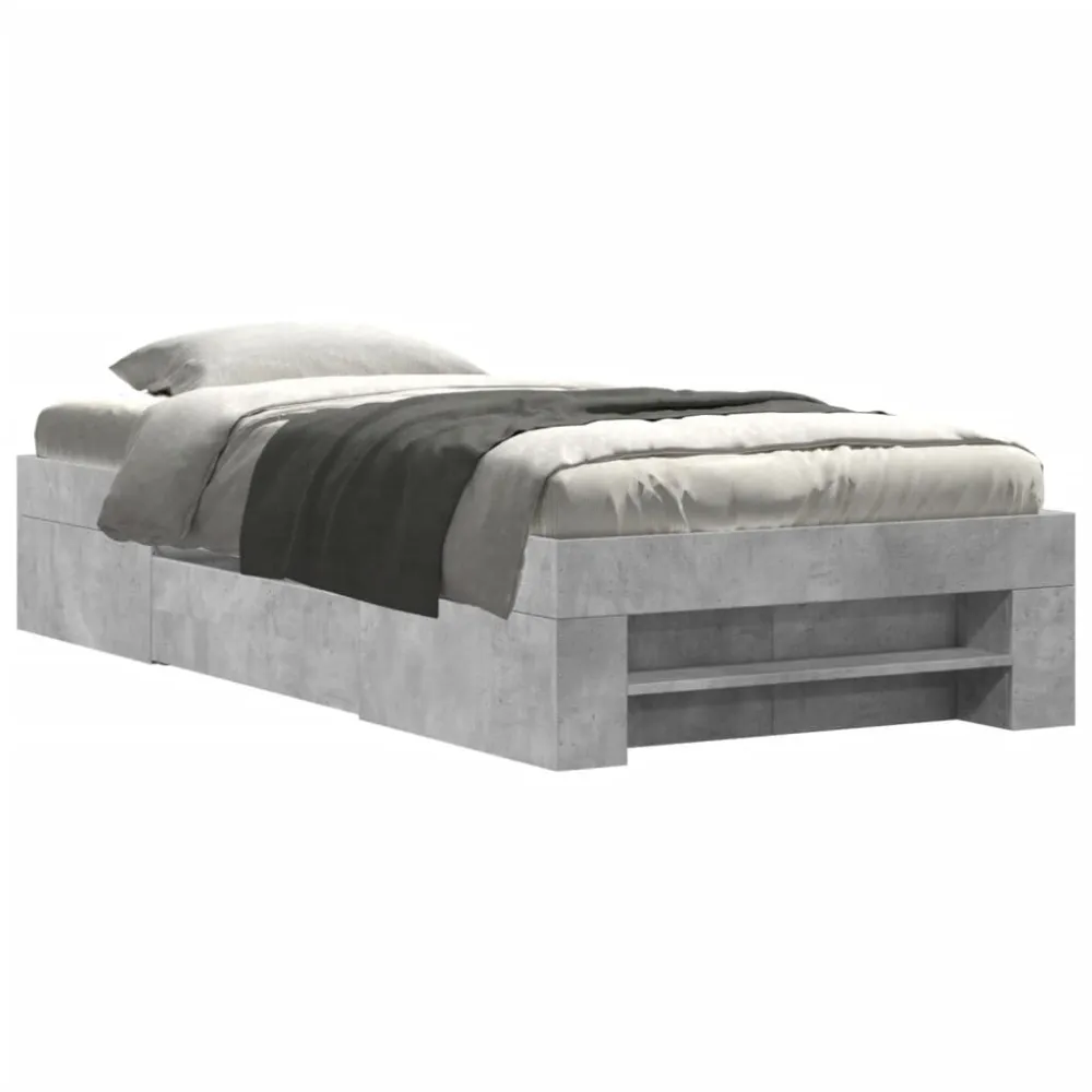 Estrutura de cama 75x190 cm derivados de madeira cinza cimento