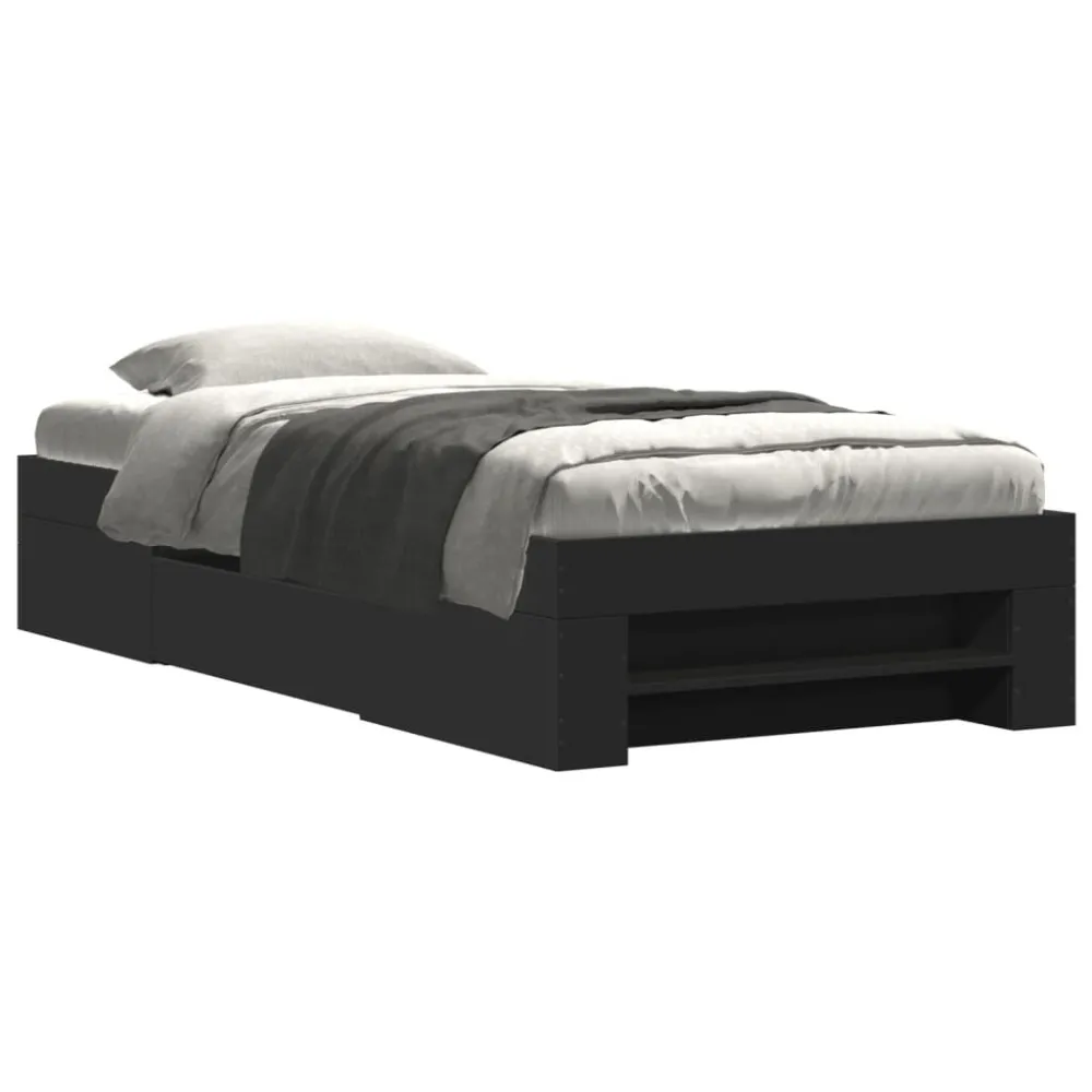 Estrutura de cama 75x190 cm derivados de madeira preto