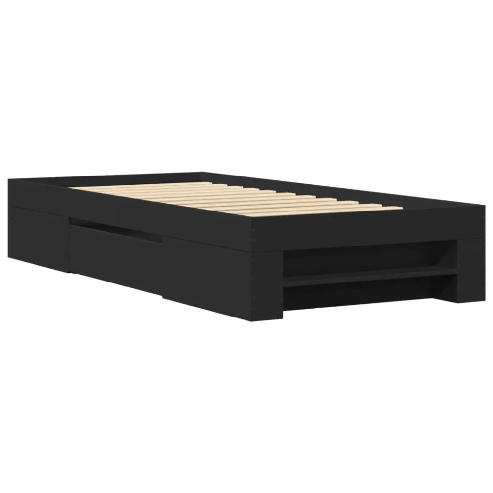 Estrutura de cama 75x190 cm derivados de madeira preto
