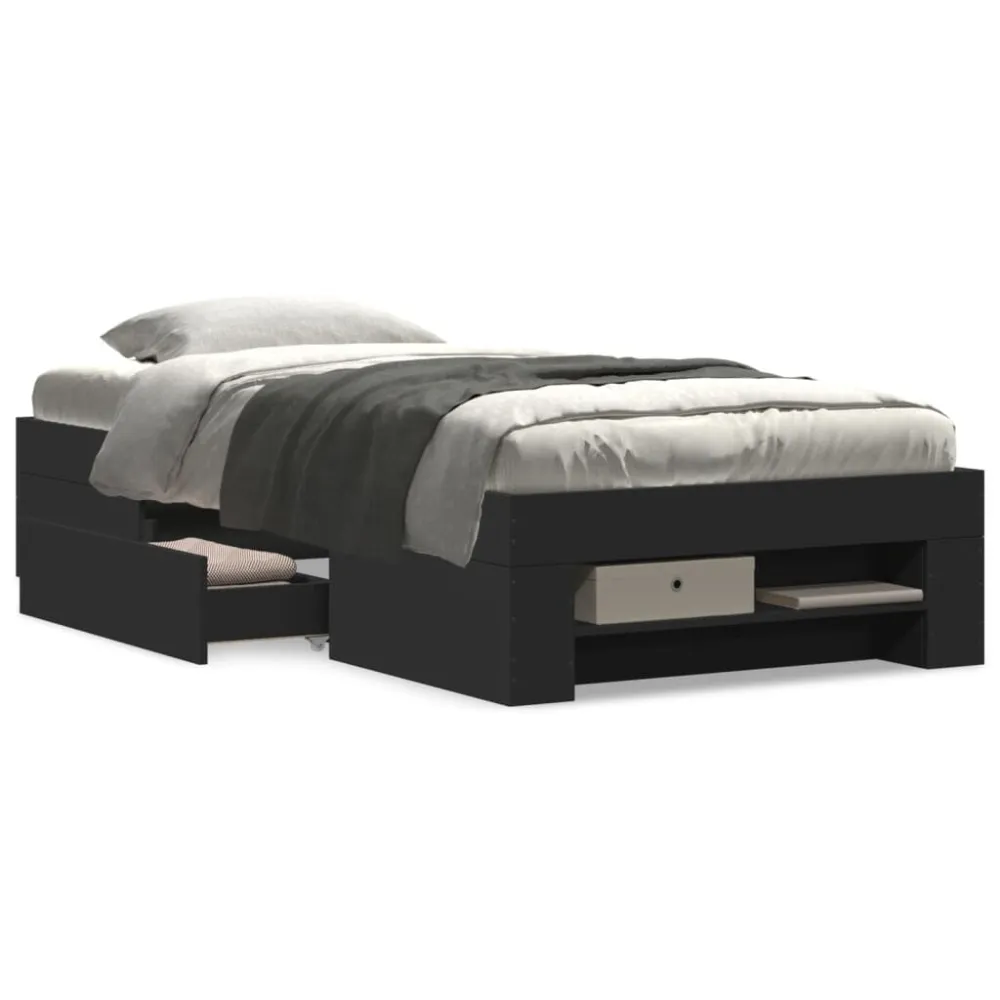 Estrutura de cama 75x190 cm derivados de madeira preto