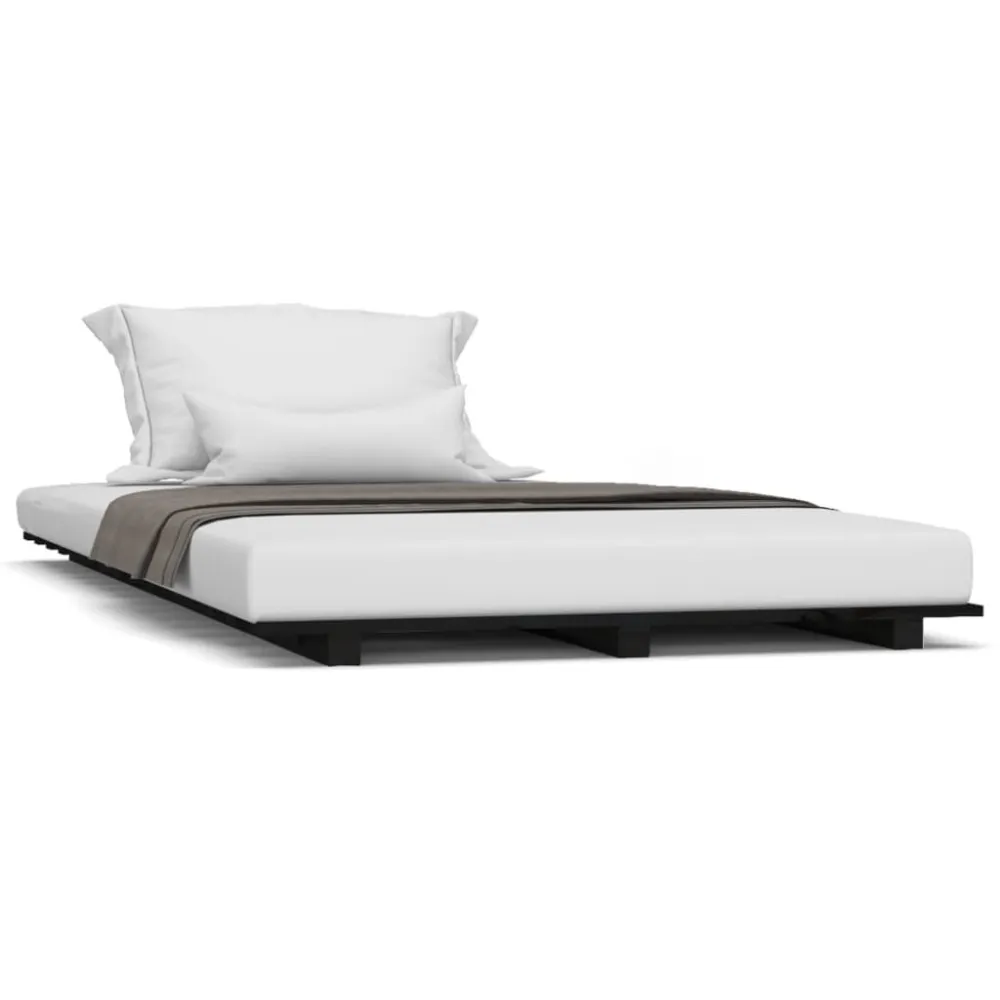 Estrutura de cama 75x190 cm madeira de pinho maciç preto