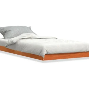 Estrutura de cama 75x190 cm madeira pinho maciç castanho cera