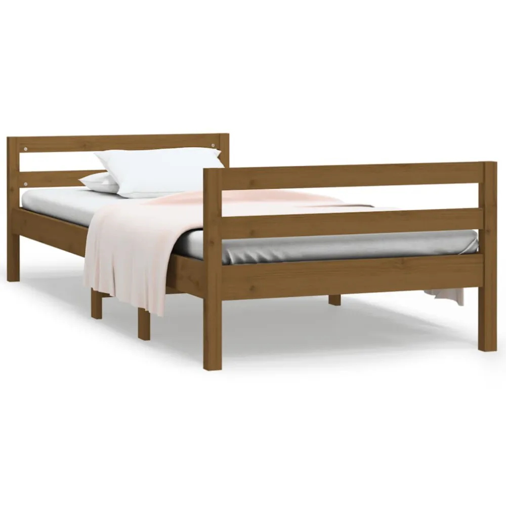 Estrutura de cama 75x190cm madeira de pinho maciç castanho mel