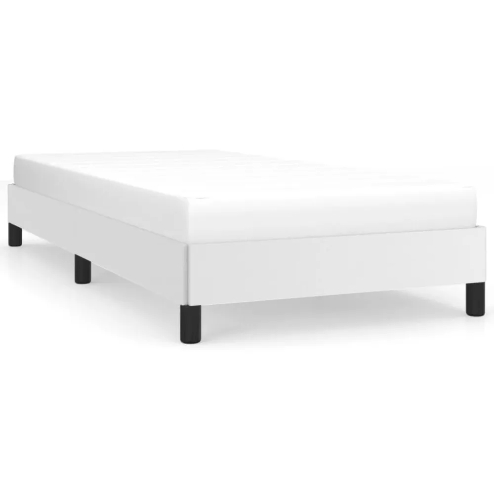 Estrutura de cama 90x190 cm couro artificial branco