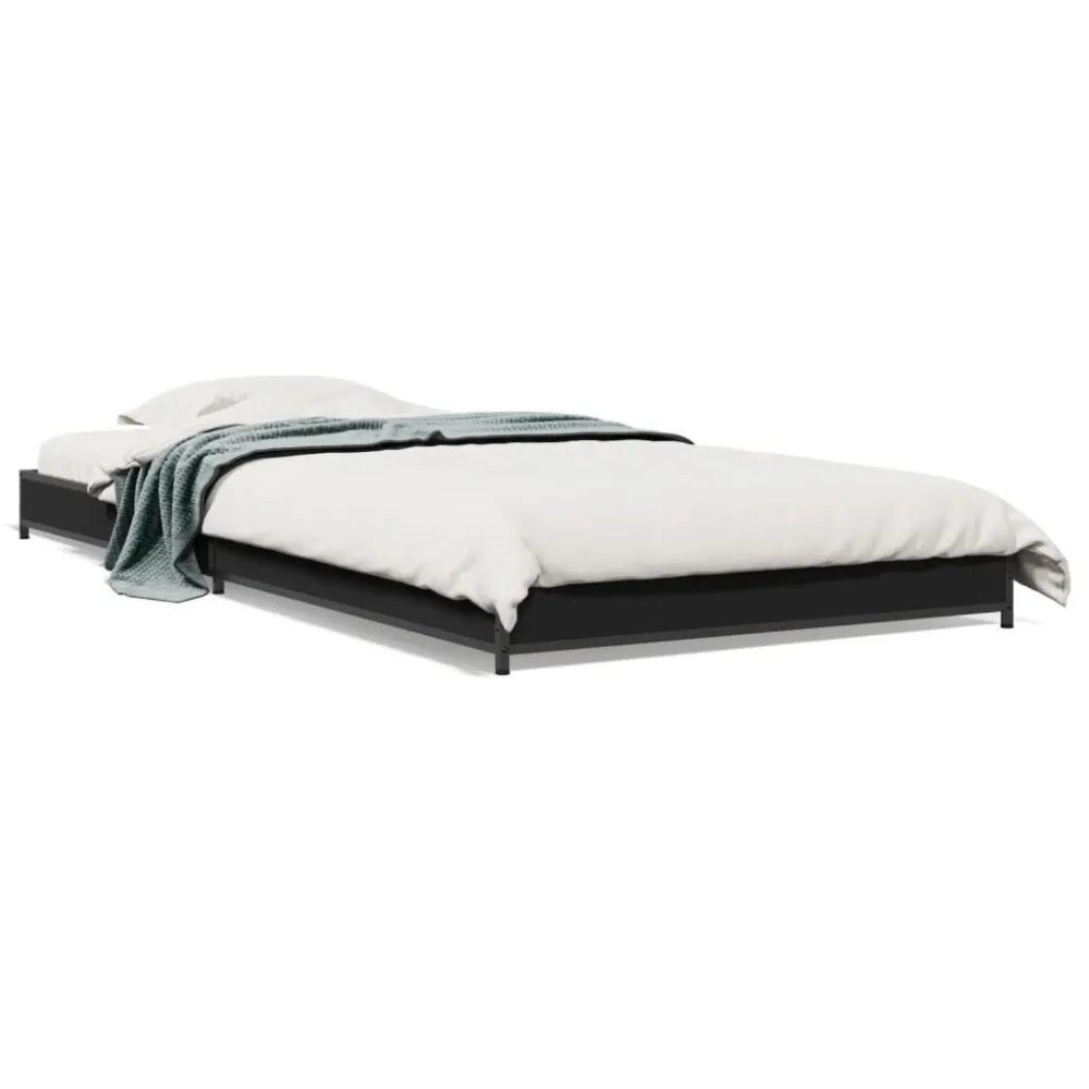 Estrutura de cama 90x190 cm derivados de madeira e metálico preto