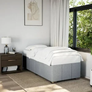 Estrutura de cama 90x190 cm tecido cinza-claro