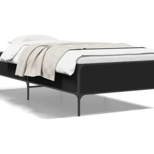 Estrutura de cama 90x200 cm derivados de madeira/metal preto