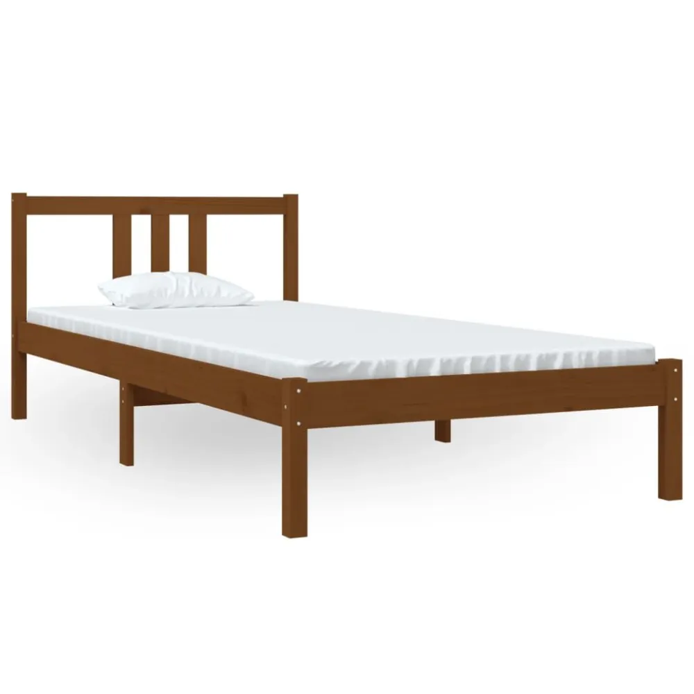 Estrutura de cama 90x200 cm madeira maciç castanho mel