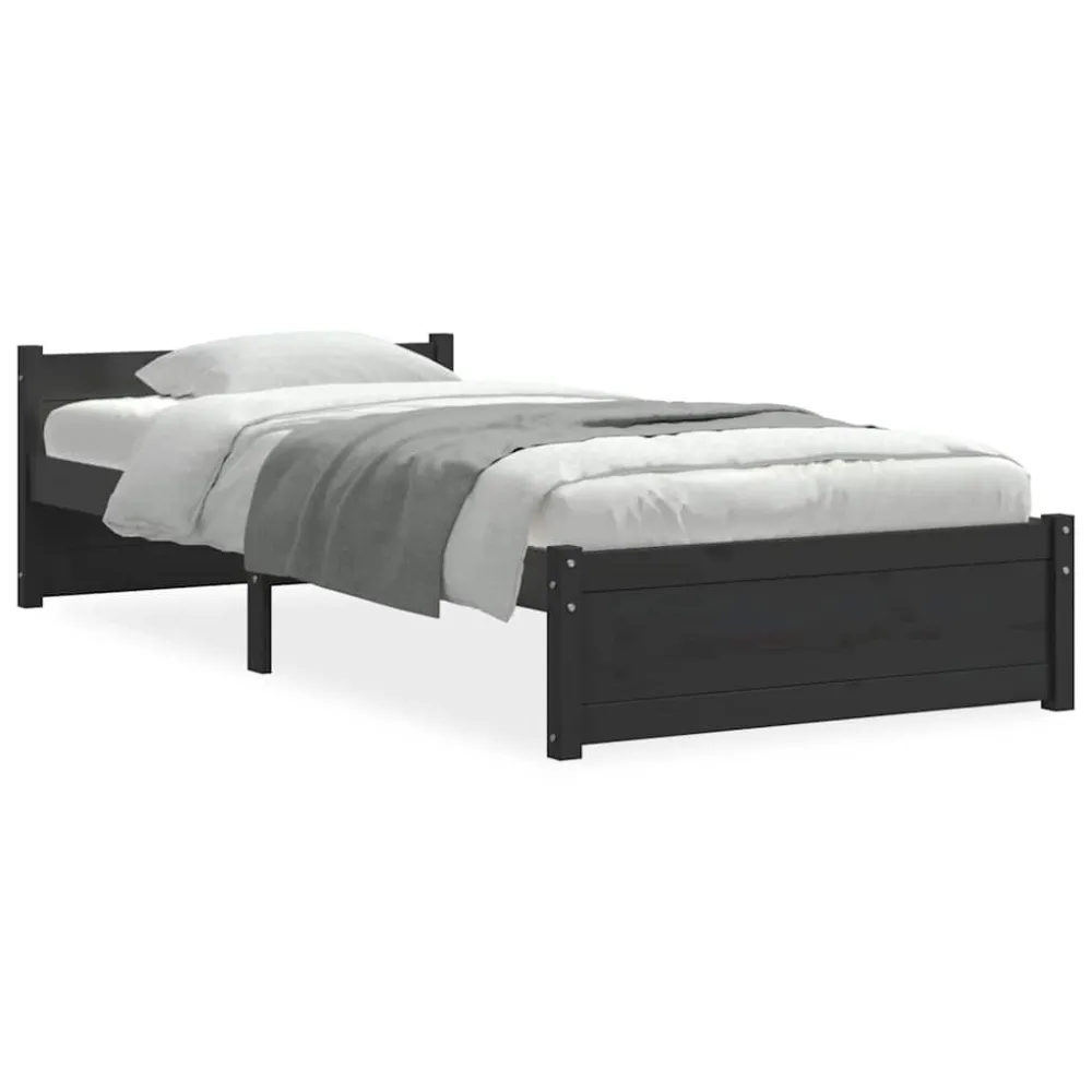Estrutura de cama 90x200 cm madeira maciç preto