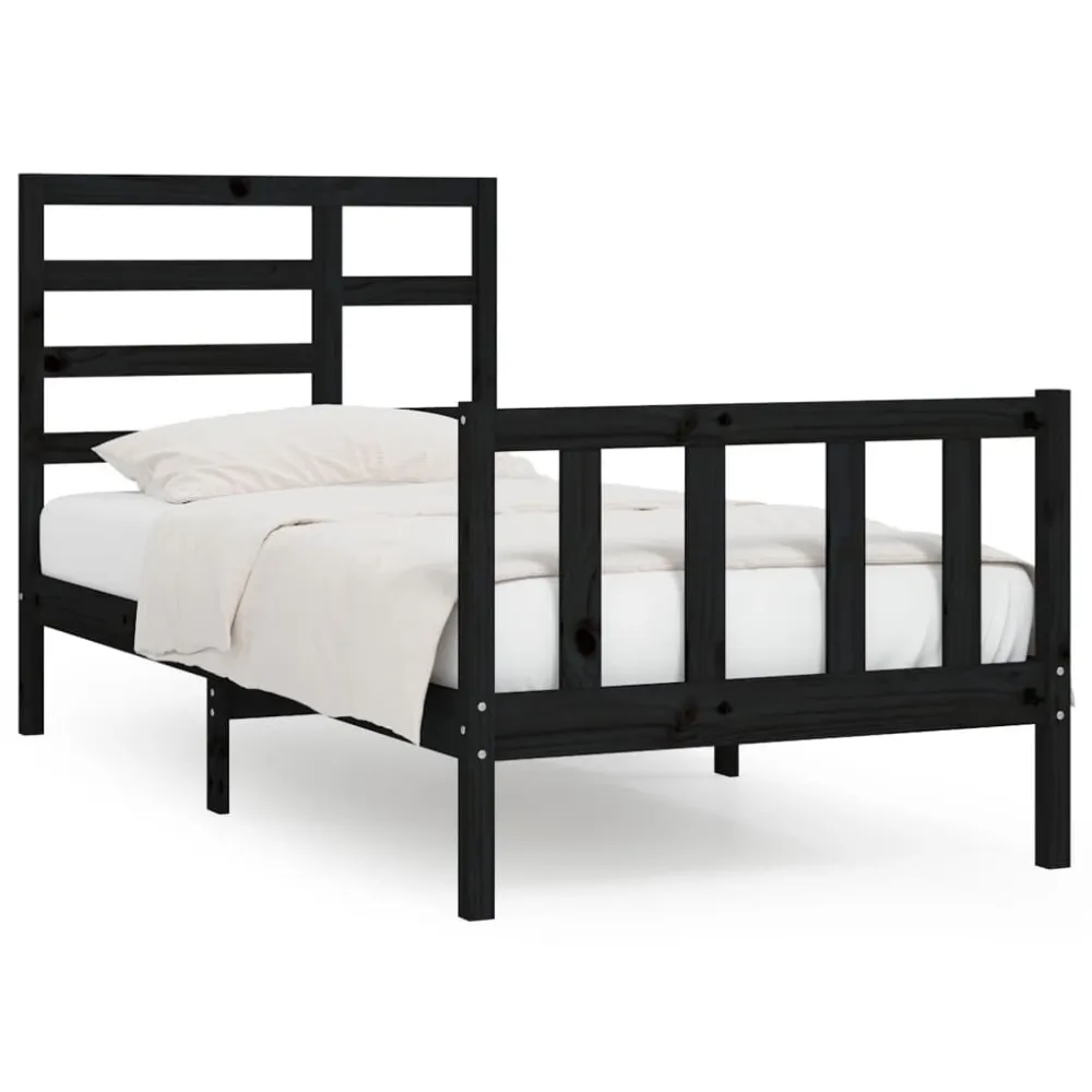 Estrutura de cama 90x200 cm madeira de pinho maciç preto