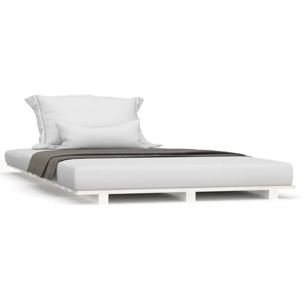Estrutura de cama 90x200 cm madeira de pinho maciç branco