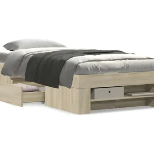 Estrutura de cama 90x200cm derivados de madeira carvalho sonoma