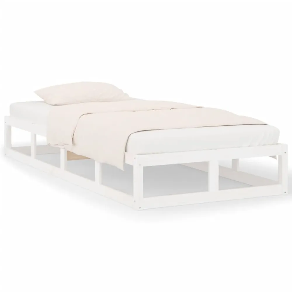 Estrutura de cama branco 100x200 cm madeira maciç