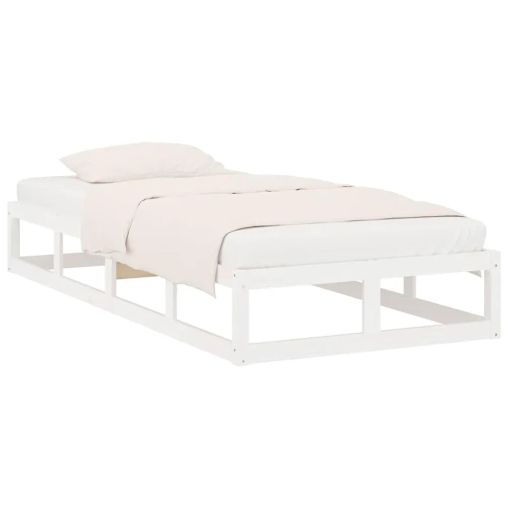 Estrutura de cama branco 100x200 cm madeira maciç