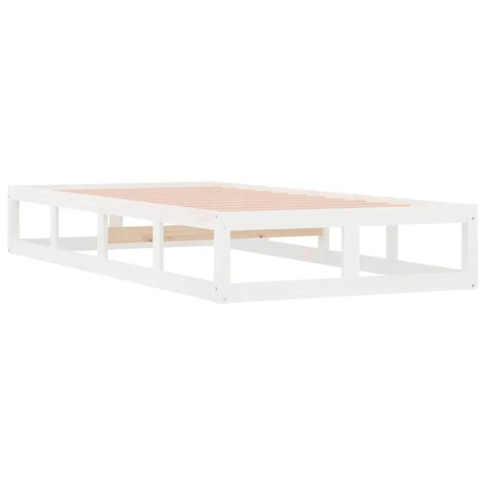 Estrutura de cama branco 100x200 cm madeira maciç