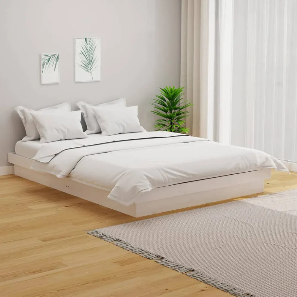 Estrutura de cama casal 135x190 cm madeira maciç branco