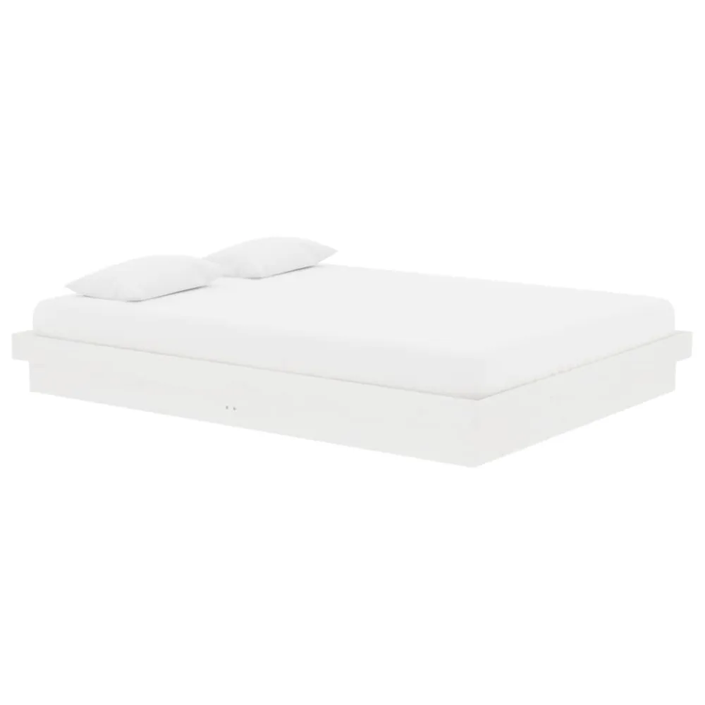 Estrutura de cama casal 135x190 cm madeira maciç branco