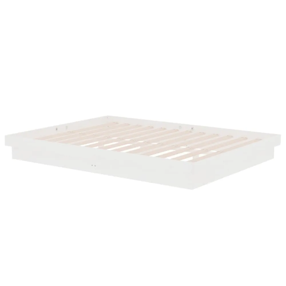 Estrutura de cama casal 135x190 cm madeira maciç branco