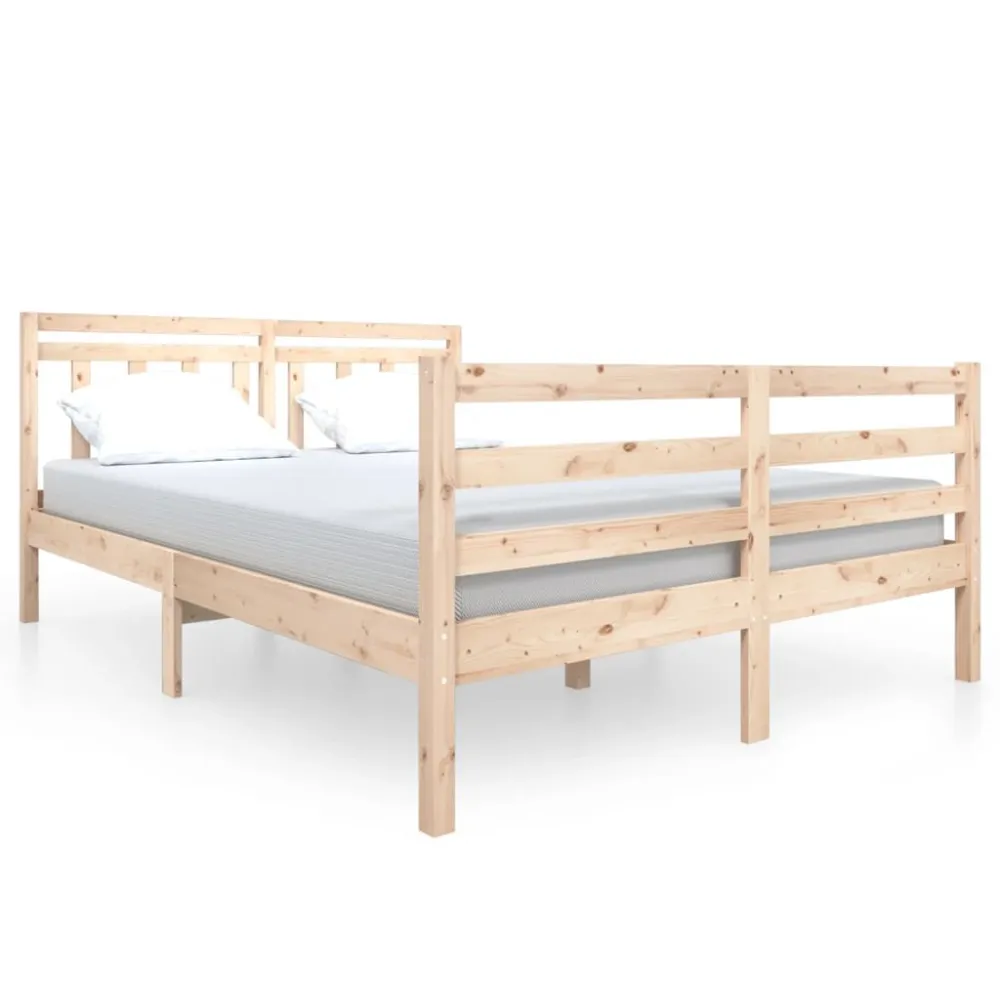 Estrutura de cama casal 135x190 cm madeira maciç