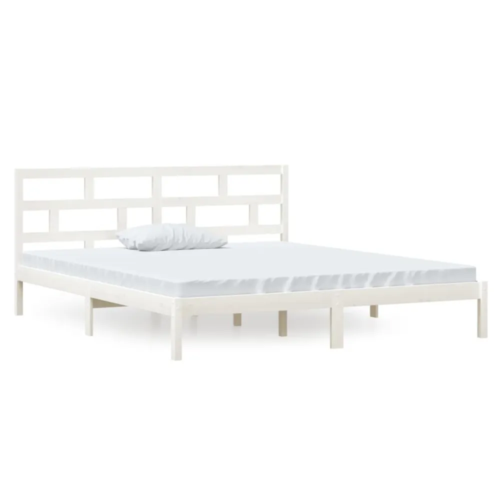 Estrutura de cama casal 135x190 cm madeira maciç branco