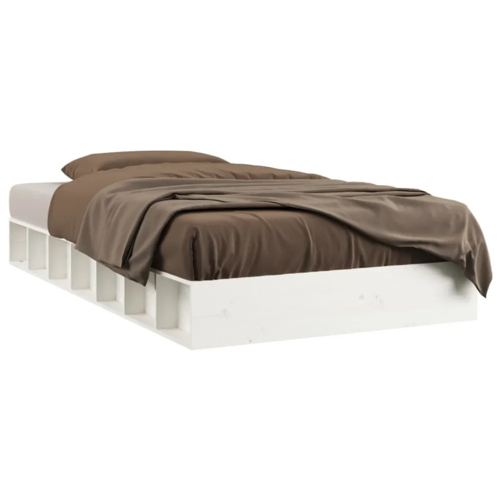 Estrutura de cama casal 135x190 cm madeira maciç branco