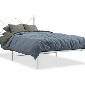 Estrutura de cama com cabeceira 100x190 cm metálico branco
