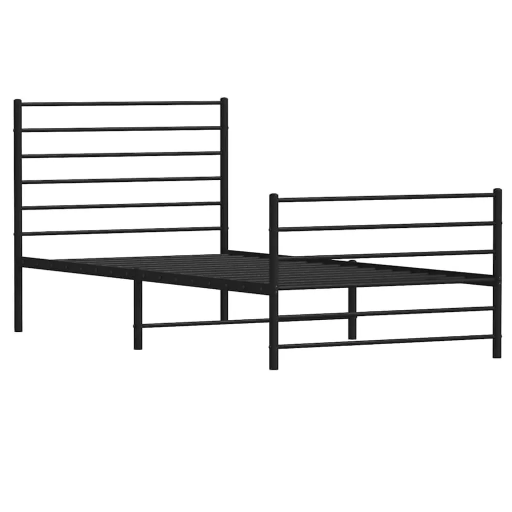 Estrutura de cama com cabeceira e pés 100x190 cm metálico preto