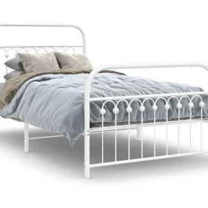Estrutura de cama com cabeceira e pés 100x190 cm metálico branco